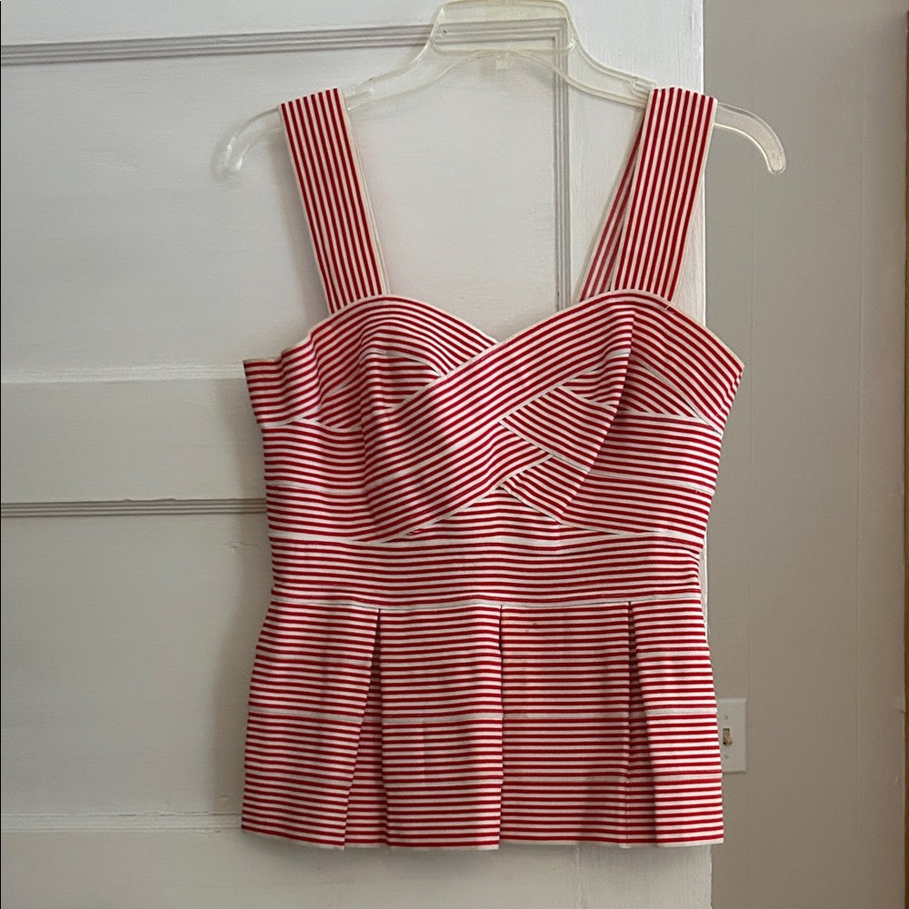 Anthropologie Striped Red and White Crop Top